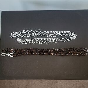 Silver Star Link Chain and Tortoise Shell Resin Chain